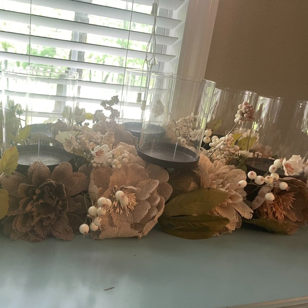 burlap peony centerpiece